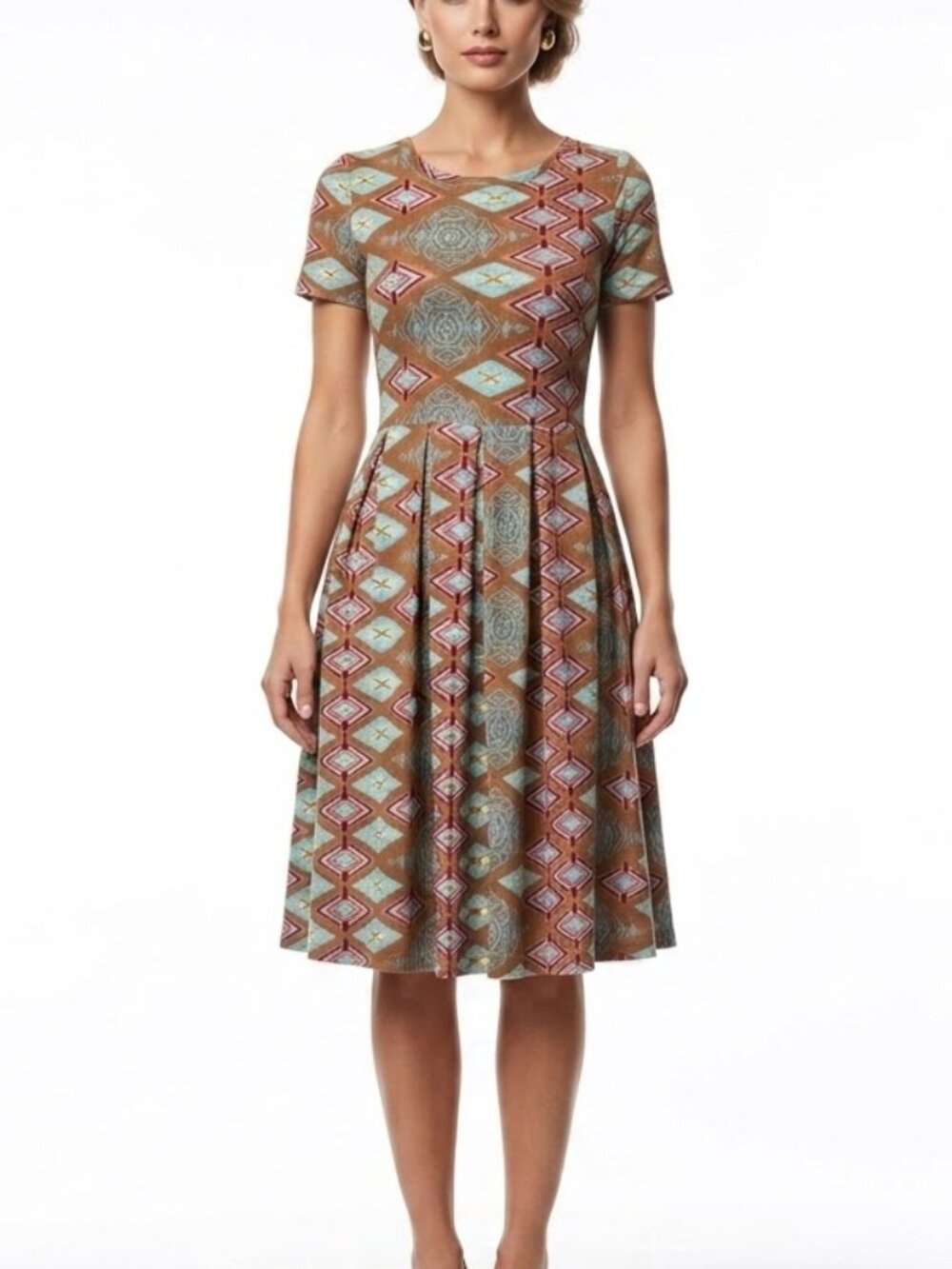 LuLaRoe Nicole Geo-Boho Fit & Flare Midi Dress XS